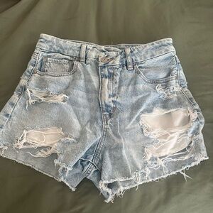 American Eagle Outfitters Light Blue Distressed Jean Shorts